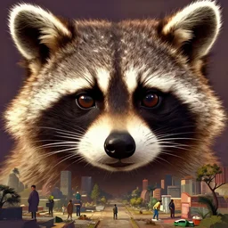 highly detailed vanishing raccoon - point of eyes, in gta v, stephen bliss, unreal engine, fantasy art by greg rutkowski, loish, rhads, ferdinand knab, makoto shinkai and lois van baarle, ilya kuvshinov, rossdraws, tom bagshaw, global illumination, radiant light, detailed and intricate environment