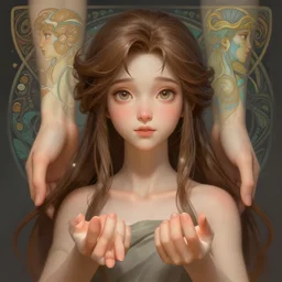 a cute fantasy girl character, accurate anatomy, only two hands, highly detailed, digital painting, artstation, concept art, smooth, sharp focus, illustration, Unreal Engine 5, 8K, art by ross tran and greg rutkowski and alphonse Mucha