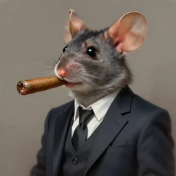 digital painting of a mouse, cigar in mouth, wearing a suit, stunning concept art