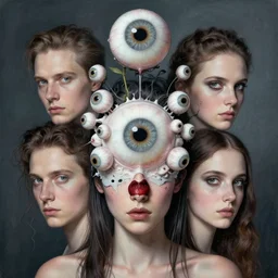 portrait, nightmare anomalies, eyeballs flowers by dariusz zawadzki, kenneth blom, mental alchemy, james jean, pablo amaringo, naudline pierre, contemporary art, hyper detailed