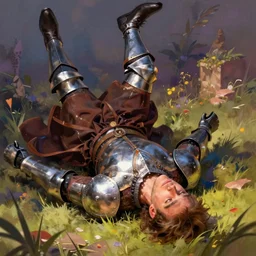 knight fall on his face, faceplant, upside down, fantasy, digital painting, dramatic lighting, vibrant setting, realistic shading, unreal engine 5, concept art, ultra detailed, trending artstation