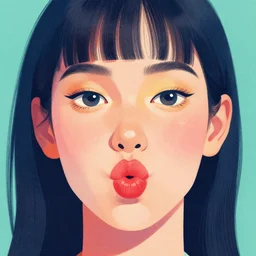 illustration of to pout, in colors # 1 1 3 4 a 6, # 7 3 c 2 fb, # 6 6 9 3 fs, # 9 8 fb 9 8, # 0 1 7 9 6 f, by studio multi and victo ngai
