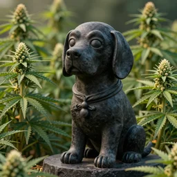 snoop dog as black basalt statue, in marijuanas gardens, soft surface texture, very realistic 3 d render, soft sun lights, 4 k, high detailed photography result, 5 0 mm lens, rich deep colors, smooth gradients, depth of field, cinematic, hyper realism, high detail, octane render, unreal engine, 8 k, vibrant colors