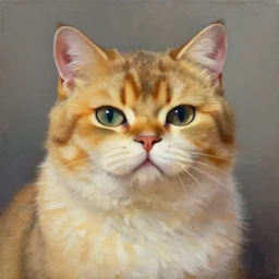 a beautiful oil portrait of the cat buddha, smiling serenely