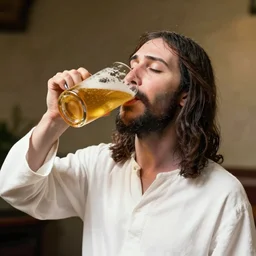 jesus drinking beer