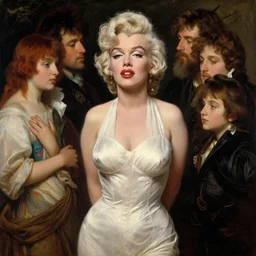 a beautiful painting of marilyn monroe by john everett millais and dante gabriel rossetti and john collier and john william waterhouse, preraphaelite, detailed, trending on artstation, hd, masterpiece