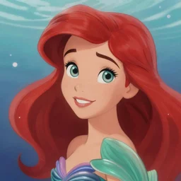 a highly detailed portait photo of ariel the disney mermaid, digital art, pretty face, very beautiful face, very detailed eyes, 8 k resolution, digital painting, by james gurney wlop, greg rutkowski, full body