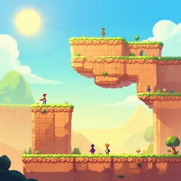 beautiful screenshot of a sunny platformer level design, sidescrolling, 2 d, orthographic, badlands, ori and the blind forest, cotw, trine 3, high quality, unreal 5, pinterest