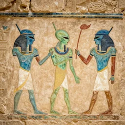 aliens painting on a ancient egypt wall