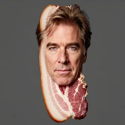 a piece of bacon with the image of the face of kevin bacon