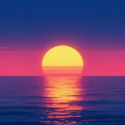 Synthwave style sunset above the reflective sea in the style of Artstation