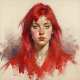 spontaneous unfinished romantic portrait underpainting, beautiful juicy brush strokes, alla prima, realist, by sargent, trending on cgsociety, red