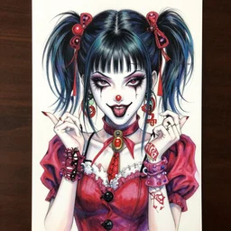 beautiful!!!!! coherent!!!!!! well - constructed! detailed! expert! professional!!!!!!!!!!! 9 0 s manga seinen!!!! concept art portrait art of a goth clowngirl, painted by ilya kuvshinov!!!!! and zdzislaw beksinski # wow