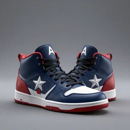 basketball sneakers concept of captain america, picture by tim burton, render, cinema 4 d, octane render