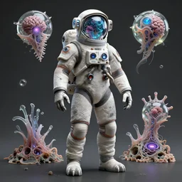 trifurcated astronaut suit made of xeno gekko feet, artificia, cybernetic eyes, nudibranch, gelatin brainsvortices micro water, gelatinosis glass, the lush fluox symbiosis crustal ayere domni, and futurism, by peter mohrbacher and mullins, octane render, gekkolings, phantastica