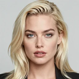 a color photograph of margot robbie, by thomas ruff, platinum blond, intense, bold, exaggerated, ultra sharp, extra details, ultra high quality, trending on pinteresst