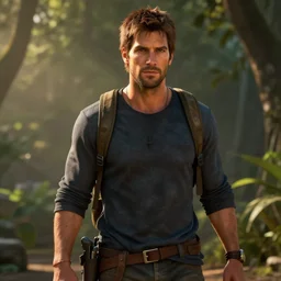 nathan fillion as nathan drake from uncharted, photorealistic, unreal engine, cinematic lightning