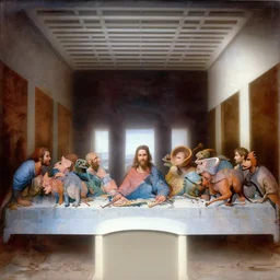 painting of the last supper with dinosaurs