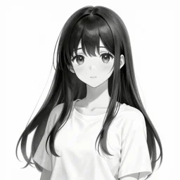 hyper detailed black and white realistic wide shot of manga cute young adult girl with long black hair wearing school uniform running by yoji shinkawa, shikinami asuka langley, johfra bosschart