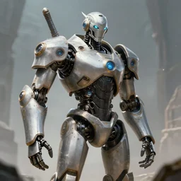 a fantastic robot as a dnd character fantasy art.
