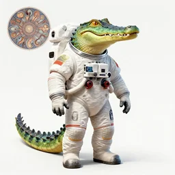 Alligator in astronaut suit, art deco design, by Mandy Jurgens and Warhol, Ernst Haeckel, James Jean, artstation, concept art