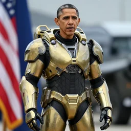 award winning photograph of barack obama in fallout t - 5 1 b power armor
