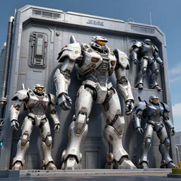 3 d sculpt of scifi mecha robots 3 d industrial building facade, maschinen krieger, starcraft, halo, star wars, ilm, star citizen halo, mass effect, high tech industrial, artstation unreal