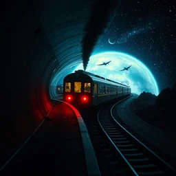 sci - fi train in the space by sarah ann loreth