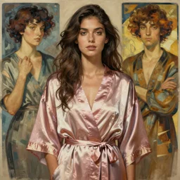 julia regza wearing a silk robe, digital painting, artstation, concept art, sharp focus, illustration, art by artgerm and greg rutkowski and alphonse mucha
