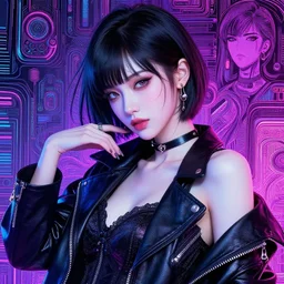 the portrait of an absurdly beautiful, graceful, elegant, sophisticated, fashionable cyberpunk gravure idol, an ultrafine hyperdetailed illustration by kim jung gi, irakli nadar, takato yamamoto, intricate linework, neon colors, porcelain skin, unreal engine 5 highly rendered, global illumination, radiant light, detailed and intricate environment