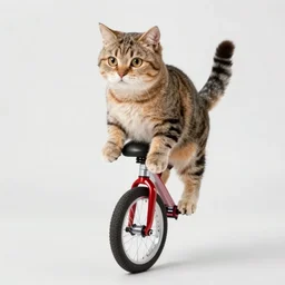 photo of a cat riding a unicycle