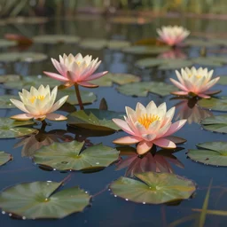 colourful murky nature with the lily flowers in water, in the style of craola, shallow depth of field, highly detailed, digital painting, trending artstation, concept art, illustration, cinematic lighting, vibrant colors, photorealism, epic, octane render