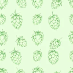 a line drawing of a hop seed. seamless wallpaper pattern. green pastel color theme. graphic design. hq. detailed.