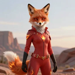 an anthropomorphic female fox dressed as a fire - themed superhero in the style of akira toriyama trending on artstation deviantart pinterest furaffinity detailed realistic hd 8 k high resolution