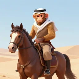 saudi samurai monkey riding a horse, digital art, artstation