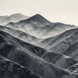 Mountain range, vapor wave in the style of ansel adams