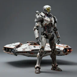 a total wide shot of a rugged terminator t 8 0 0 with cybernetic enhancements repairing a x - 3 4 landspeeder from star wars, scifi character portrait by greg rutkowski, esuthio, craig mullins, full body shot, cinematic lighting, dystopian scifi gear, gloomy, profile picture, mechanical, half robot, implants, steampunk