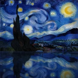 anime stunning beautiful starry night reflection