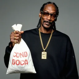 Snoop Dogg holding a baggy of cocaine