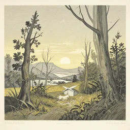 serigraph illustrations by american artist eyvind earle.