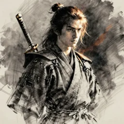'a sketch to a samurai ,octane render, artstation , highly detailded'
