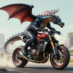 a dragon riding a motorbike, modernism, 4 k, ultra detailed, digital art, trending on artstation