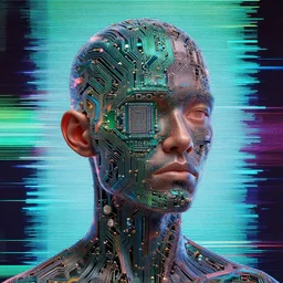 stunning person suffering from jpeg compression, greg rutkowksi, 4 8 0 p, exposed gpu circuitry, jpeg artifact backdrop, high detail, abstract composition, octane render, ray tracing, trending on artstation,