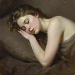 full - bodied portait of elegant and beautiful sleeping girl, oil painting, high qulity realistic, hd, 8 k, art by evan wilson