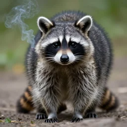 a racoon smoking