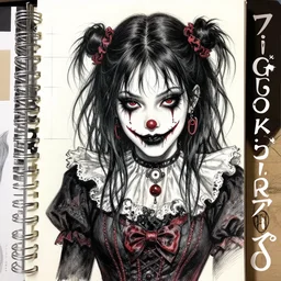 beautiful! coherent!!! rule of thirds golden ratio! detailed! expert! professional manga seinen concept art portrait art of a goth clowngirl, painted by ilya kuvshinov!!!!! and zdzislaw beksinski # wow