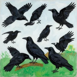 flock of ravens, expressionist, album art, by bridget riley