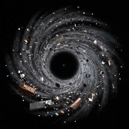 space junk forms tiled vortex in empty dark space