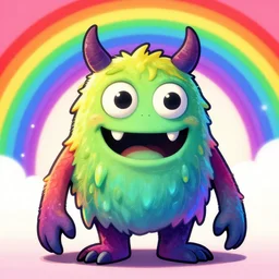 a very funny unimaginable horror beyond human comprehension, a very detailed digital art, trending on art station, friendly art, lovecraftian monster, positive and fun vibes, bright colors, rainbow, funny