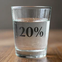a glass filled with water 50%